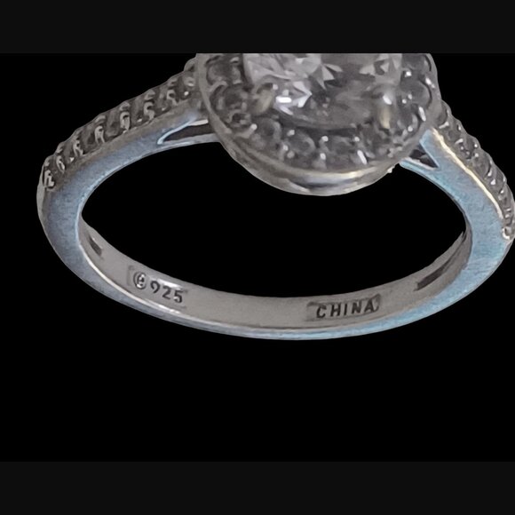 925 Sterling Silver Round Cut Halo Size 8.75 Statement Engagement Ring - Picture 7 of 9